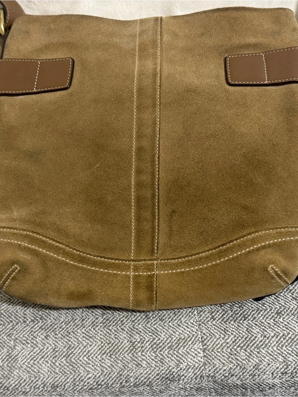 Brown Coach Man Suede Messanger Bag